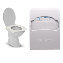 Load image into Gallery viewer, Go!Hygiene™ White Dispenser for Disposable Paper Toilet Seat Covers with 1 Refill Pack included