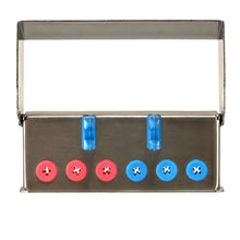 Load image into Gallery viewer, Aphelion Dental Implant Instrument Organiser Box - 6 Holes: Pink x 3 Blue x 3 Silicone Plug-ins