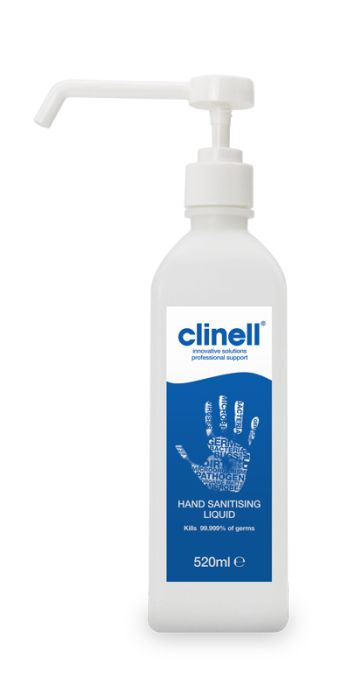 10 Pack Clinell Hand Sanitising Alcohol Liquid 520ml Bottle (CFA520UK) - EXPIRY 230322