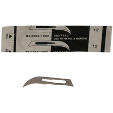 Load image into Gallery viewer, KIATO No.10 NON-STERILE SWEDISH Carbon Steel Curved Cutting Edge Ultra Thin Sharp Surgical Scalpel Blades Individually Wrapped in Foils High Quality Disposable 100-count Box