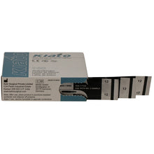 Load image into Gallery viewer, KIATO No.12 NON-STERILE SWEDISH Carbon Steel Crescent Shape Cutting Edge Ultra Thin Sharp Surgical Scalpel Blades Individually Wrapped in Foils High Quality Disposable 100-count Box