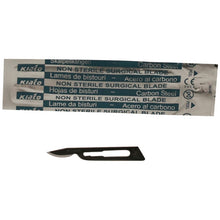 Load image into Gallery viewer, KIATO No.15 NON-STERILE SWEDISH Carbon Steel Short Curved Cutting Edge Ultra Thin Sharp Surgical Scalpel Blades Individually Wrapped in Foils High Quality Disposable 100-count Box