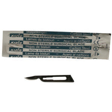 Load image into Gallery viewer, KIATO No.15C NON-STERILE SWEDISH Carbon Steel Longer Curved Cutting Edge Ultra Thin Sharp Surgical Scalpel Blades Individually Wrapped in Foils High Quality Disposable 100-count Box