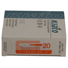 Load image into Gallery viewer, KIATO No.20 NON-STERILE SWEDISH Carbon Steel Long Edge Cutting Edge Ultra Thin Sharp Surgical Scalpel Blades Individually Wrapped in Foils High Quality Disposable 100-count Box