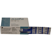 Load image into Gallery viewer, KIATO No.23 NON-STERILE SWEDISH Carbon Steel Long Edge Cutting Edge Ultra Thin Sharp Surgical Scalpel Blades Individually Wrapped in Foils High Quality Disposable 100-count Box