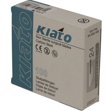 Load image into Gallery viewer, KIATO No.24 NON-STERILE SWEDISH Carbon Steel Semi Circular Cutting Edge Ultra Thin Sharp Surgical Scalpel Blades Individually Wrapped in Foils High Quality Disposable 100-count Box