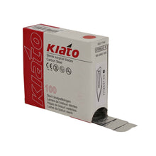 Load image into Gallery viewer, KIATO No.10A STERILE SWISS Carbon Steel Straight Pointed Tip Cutting Edge Ultra Thin Sharp Surgical Scalpel Blades Individually Wrapped in Foils High Quality Disposable 100-count Box