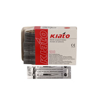 Load image into Gallery viewer, KIATO No.11P STERILE SWISS Carbon Steel Triangular Straight Cutting Edge Ultra Thin Sharp Surgical Scalpel Blades Individually Wrapped in Foils High Quality Disposable 100-count Box