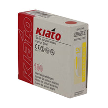 Load image into Gallery viewer, KIATO No.12 STERILE SWISS Carbon Steel Crescent Shape Cutting Edge Ultra Thin Sharp Surgical Scalpel Blades Individually Wrapped in Foils High Quality Disposable 100-count Box