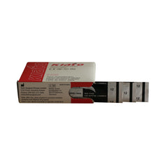 Load image into Gallery viewer, KIATO No.12 STERILE SWISS Carbon Steel Crescent Shape Cutting Edge Ultra Thin Sharp Surgical Scalpel Blades Individually Wrapped in Foils High Quality Disposable 100-count Box