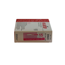 Load image into Gallery viewer, KIATO No.15 STERILE SWISS Carbon Steel Short Curved Cutting Edge Ultra Thin Sharp Surgical Scalpel Blades Individually Wrapped in Foils High Quality Disposable 100-count Box