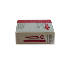 Load image into Gallery viewer, KIATO No.15SM STERILE SWISS Carbon Steel Longer Curved Cutting Edge Ultra Thin Sharp Surgical Scalpel Blades Individually Wrapped in Foils High Quality Disposable 100-count Box