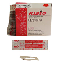 Load image into Gallery viewer, KIATO No.20 STERILE SWISS Carbon Steel Long Edge Cutting Edge Ultra Thin Sharp Surgical Scalpel Blades Individually Wrapped in Foils High Quality Disposable 100-count Box