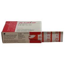 Load image into Gallery viewer, KIATO No.20 STERILE SWISS Carbon Steel Long Edge Cutting Edge Ultra Thin Sharp Surgical Scalpel Blades Individually Wrapped in Foils High Quality Disposable 100-count Box