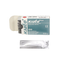 Load image into Gallery viewer, KIATO No.10A STERILE SWISS Stainless Steel Straight Pointed Tip Cutting Edge Ultra Thin Sharp Surgical Scalpel Blades Individually Sealed Foils High Quality Disposable 100-count Box