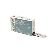Load image into Gallery viewer, KIATO No.10A STERILE SWISS Stainless Steel Straight Pointed Tip Cutting Edge Ultra Thin Sharp Surgical Scalpel Blades Individually Sealed Foils High Quality Disposable 100-count Box