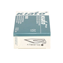 Load image into Gallery viewer, KIATO No.10A STERILE SWISS Stainless Steel Straight Pointed Tip Cutting Edge Ultra Thin Sharp Surgical Scalpel Blades Individually Sealed Foils High Quality Disposable 100-count Box