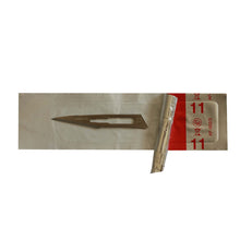 Load image into Gallery viewer, KIATO No.11 STERILE SWISS Stainless Steel Triangular Straight Cutting Edge Ultra Thin Sharp Surgical Scalpel Blades Individually Wrapped in Foils High Quality Disposable 100-count Box