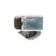 Load image into Gallery viewer, KIATO No.12D STERILE SWISS Stainless Steel Crescent Shape Cutting Edge Ultra Thin Sharp Surgical Scalpel Blades Individually Wrapped in Foils High Quality Disposable 100-count Box