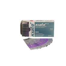 Load image into Gallery viewer, KIATO No.15C STERILE SWISS Stainless Steel Longer Curved Cutting Edge Ultra Thin Sharp Surgical Scalpel Blades Individually Wrapped in Foils High Quality Disposable 100-count Box