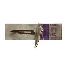 Load image into Gallery viewer, KIATO No.15C STERILE SWISS Stainless Steel Longer Curved Cutting Edge Ultra Thin Sharp Surgical Scalpel Blades Individually Wrapped in Foils High Quality Disposable 100-count Box