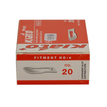 Load image into Gallery viewer, KIATO No.20 STERILE SWISS Stainless Steel Long Edge Cutting Edge Ultra Thin Sharp Surgical Scalpel Blades Individually Wrapped in Foils High Quality Disposable 100-count Box