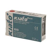 Load image into Gallery viewer, KIATO No.26 STERILE SWISS Stainless Steel Fine Point Diagonal Cutting Edge Ultra Thin Sharp Surgical Scalpel Blades Individually Wrapped in Foils High Quality Disposable 100-count Box