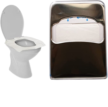 Load image into Gallery viewer, Go!Hygiene™ Chrome Dispenser for Disposable Paper Toilet Seat Covers with 1 Refill Pack included