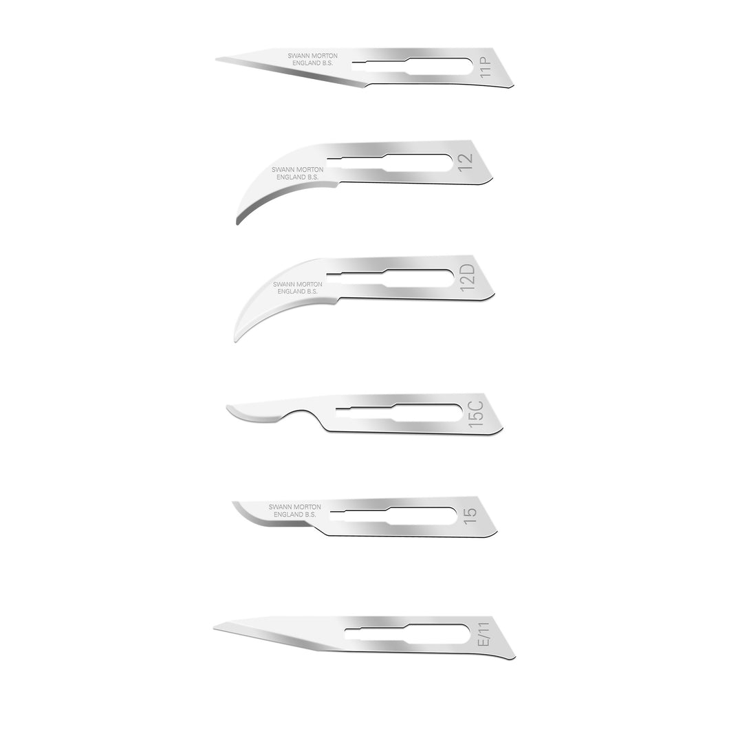 Swann-Morton® No. 11P, 12, 12D, 15, 15C, 16, E/11 Non-sterile Blades (Choose Quantity)