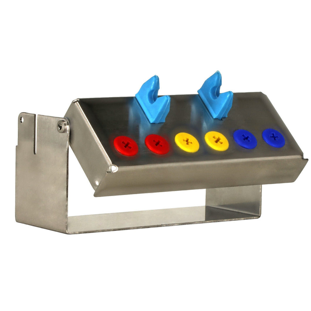 Aphelion Dental Implant Instrument Organiser Box - 6 Holes: Red x 2 Yellow x 2 Dark Blue x 2 Silicone Plug-ins