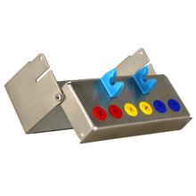 Load image into Gallery viewer, Aphelion Dental Implant Instrument Organiser Box - 6 Holes: Red x 2 Yellow x 2 Dark Blue x 2 Silicone Plug-ins
