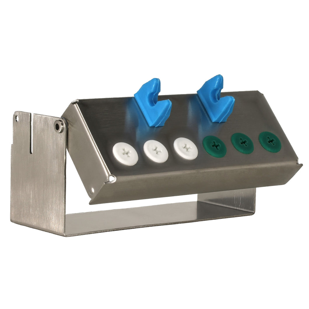 Aphelion Dental Implant Instrument Organiser Box - 6 Holes: White x 3 Green x 3 Silicone Plug-ins