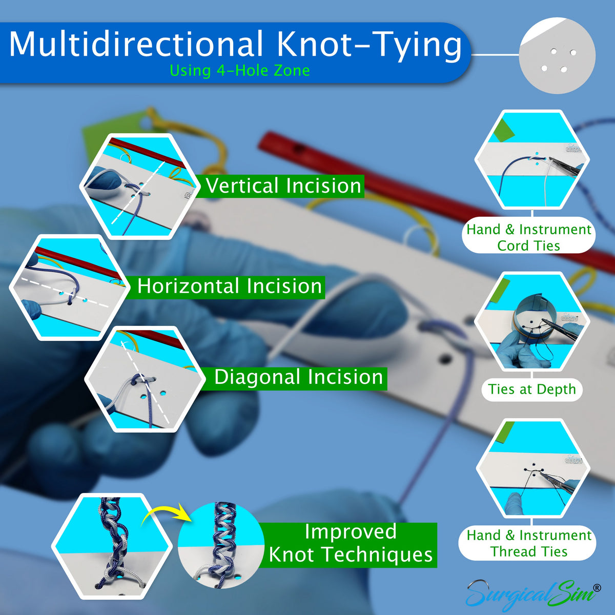 Knot Tying Practice Kit Hand And Instrument Ties And Tying At Depth