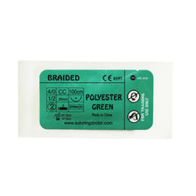 Load image into Gallery viewer, Suturing Doctor™ 4-0 POLYESTER BRAIDED GREEN Training Sutures - 12 Pack
