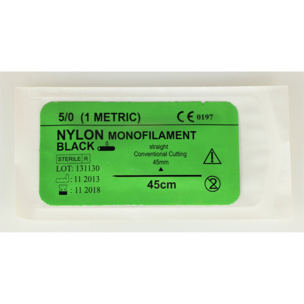 Suturing Doctor™ 5-0 NYLON BLACK 45mm Straight Needle Training Sutures - 12 Pack
