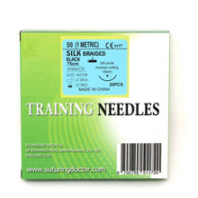 Load image into Gallery viewer, Suturing Doctor™ 5-0 SILK BRAIDED BLACK Training Sutures - 20 Pack
