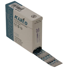 Load image into Gallery viewer, KIATO No.15C NON-STERILE SWEDISH Carbon Steel Longer Curved Cutting Edge Ultra Thin Sharp Surgical Scalpel Blades Individually Wrapped in Foils High Quality Disposable 100-count Box Long Expiry Date
