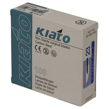 Load image into Gallery viewer, KIATO No.23 NON-STERILE SWEDISH Carbon Steel Long Edge Cutting Edge Ultra Thin Sharp Surgical Scalpel Blades Individually Wrapped in Foils High Quality Disposable 100-count Box Long Expiry Date

