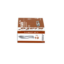 Load image into Gallery viewer, KIATO No.10 STERILE SWISS Stainless Steel Curved Cutting Edge Ultra Thin Sharp Surgical Scalpel Blades Individually Wrapped in Foils High Quality Disposable 100-count Box Long Expiry Date
