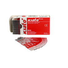 Load image into Gallery viewer, KIATO No.11 STERILE SWISS Stainless Steel Triangular Straight Cutting Edge Ultra Thin Sharp Surgical Scalpel Blades Individually Wrapped in Foils High Quality Disposable 100-count Box Long Expiry Date
