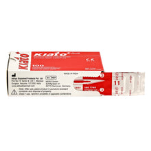 Load image into Gallery viewer, KIATO No.11 STERILE SWISS Stainless Steel Triangular Straight Cutting Edge Ultra Thin Sharp Surgical Scalpel Blades Individually Wrapped in Foils High Quality Disposable 100-count Box Long Expiry Date
