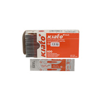 Load image into Gallery viewer, KIATO No.20 STERILE SWISS Stainless Steel Long Edge Cutting Edge Ultra Thin Sharp Surgical Scalpel Blades Individually Wrapped in Foils High Quality Disposable 100-count Box Long Expiry Date
