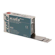 Load image into Gallery viewer, KIATO No.26 STERILE SWISS Stainless Steel Fine Point Diagonal Cutting Edge Ultra Thin Sharp Surgical Scalpel Blades Individually Wrapped in Foils High Quality Disposable 100-count Box Long Expiry Date
