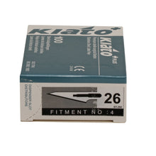 Load image into Gallery viewer, KIATO No.26 STERILE SWISS Stainless Steel Fine Point Diagonal Cutting Edge Ultra Thin Sharp Surgical Scalpel Blades Individually Wrapped in Foils High Quality Disposable 100-count Box Long Expiry Date

