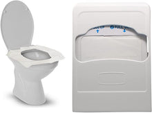 Load image into Gallery viewer, GoHygiene White Dispenser for Disposable Paper Toilet Seat Covers 1 Refill Pack
